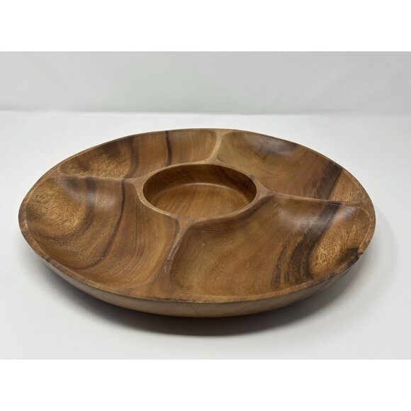 Crate and Barrel Tondo Acacia Wood 5 Part Server Philippines Made - Picture 1 of 7